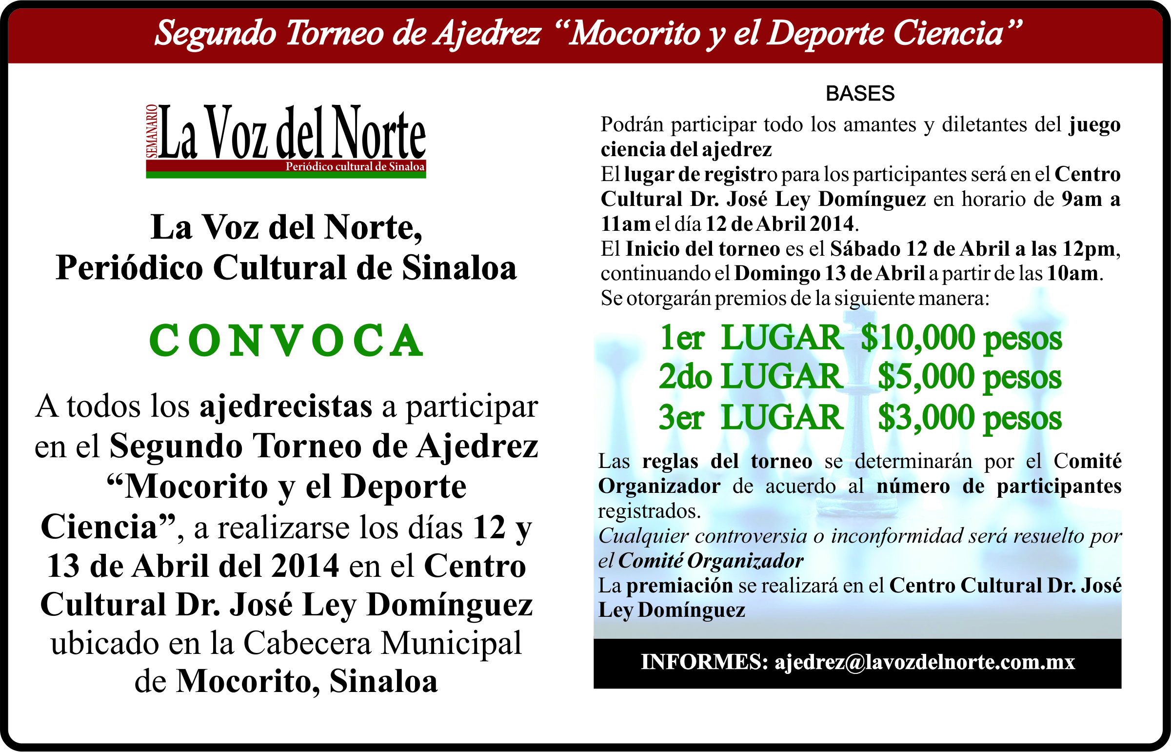 Segundo Torneo de Ajedrez «Mocorito y el Deporte Ciencia»